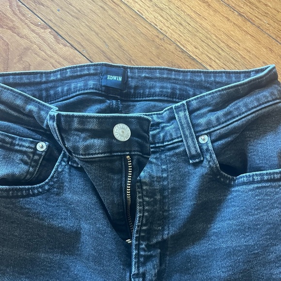 ANTHROPOLOGIE Flare BELL BOTTOMS Jeans Black Denim Boho bootcut y2k Sz 26 Edwin - Picture 3 of 10